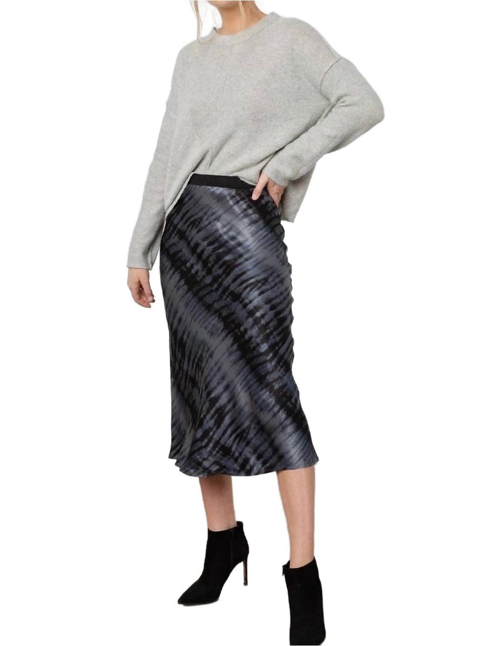 Rails Berlin Satin Slip Skirt Black Tide Sz M Chic Dark Romantic Fall Flowy